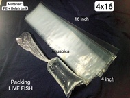 PLASTIC PACKING IKAN HIDUP - 4X16 INCHES - PLASTIC BOLEH TARIK - UNTUK GUPPY/MOLLY/BETTA/GLOWFISH