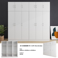 SKL Furniture 5X8FT HAZEL 2/4/6/10 DOORS WARDROBE WITH TOP almari baju/kabinet baju almari baju buda