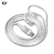 KZ Silver-Plated Type-C C-Pin IEM Upgrade Cable with HD Dual Microphone Kabel Naik Taraf KZ Silver-P