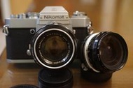 Nikon底片機 Nikomat EL 銀黑機加購50mm F1.4大光圈人像 28mm街拍鏡頭  銀色 經典機械式底片