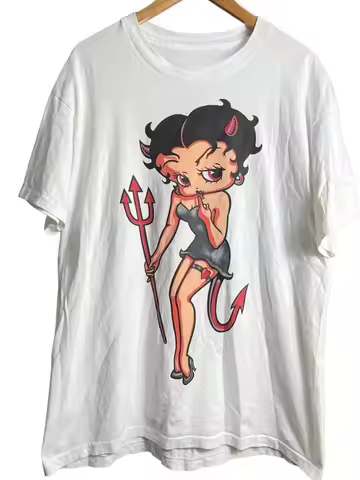 Betty Boop Devil Vintage Pin‑Up Cartoon Graphic T-Shirt Cotton Men Women Streetwear Tee