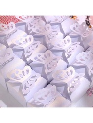 12/50/100入組白色蝴蝶設計禮品盒,尺寸各異,適用於嬰兒派對、情人節巧克力包裝、手工皂包裝、婚禮、生日和單身聚會的派對禮盒。