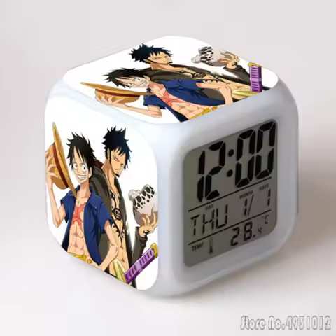 Anime peripheral One Piece Alarm Clock Creative Student 8x8x8cm LED Cube with Colorful Light Display