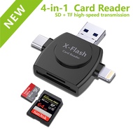 Lightning Card Reader SD TF USB C ถึง MicroUSB Multi Card Reader 4 In1 Type-C Flash Drive สำหรับ iPhone 7 8 11 12 13 X XR MAX