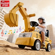 Children Ride On Excavator Push Car with Music 4 Wheels Sliding Walker Toy for Sandpit Beach Play Ke