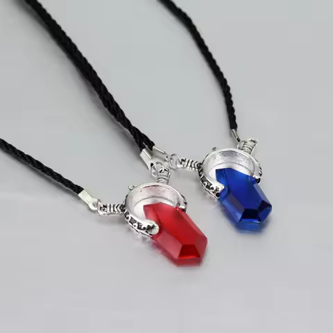 Dmc Devil May Cry 5 Dante Pendant Necklace Red Blue Gem Cosplay Necklaces Long Rope Chain Vintage Gi