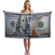 $100 Bill Beach Towel for Kids & Adults – Custom Name or Face Options – Funny Money Beach Towel, Sup