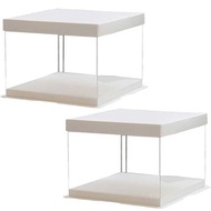 2Pcs 8Inch Transparent Birthday Cake Box Plastic Container Dessert Storage