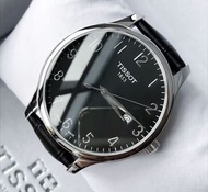 TISSOT Tradition 銀色框黑面錶盤 黑色皮革錶帶 石英 男士手錶 T0636101605200