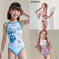 Zoke Kids Swimwear Chlorine Resistant Knee Length Swim Suit for Girls Training