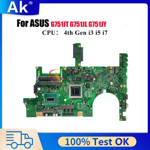 G751JL Laptop Motherboard For ASUS ROG G751JT G751JL G751JY G751J Notebook Mainboard With i3 i5 i7 C