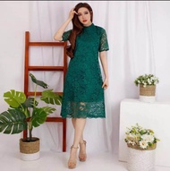 Lucy Dress pesta midi brokat scuba dress gereja wanita kristen gaun pesta mewah elegan kondangan  pe