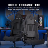 Corsair TC100 RELAXED Gaming Chair - Fabric Black/Black | Roomy 375mm seat width and ergonomic full-