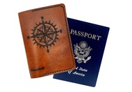 5MOONSUN5's Genuine Full Grain Leather Passport Cover Field Notes Cover Wallet, Gift for Traveler, P
