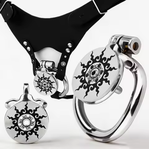 LEZEE Negative Chastity Cage For Men Urethral Plug Design Male Chastity Lock Anti Escape Cock Ring B