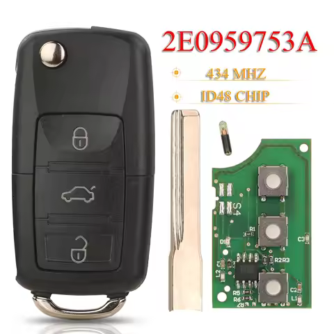 jingyuqin 2E0-959-753-A 3BTN Remote Flip Keys Fob Control 434Mhz ID48 Chip For VW VOLKSWAGEN Crafter