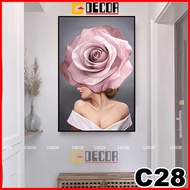 Canvas wall painting with 1 wooden frame, painting of a girl decorating the living room, bedroom, sp