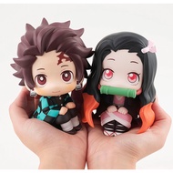 2pcs/Set Anime Kimetsu no Yaiba Figure Toy Look Up Demon Slayer Kamado Tanjirou Kamado Nezuko Action