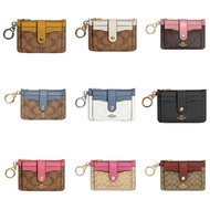 COACH Wanita Bags Fashion Classic Short Wallet Versatile Delicate Small Zipper Dua Coin Purse Card Holder 6881 7398