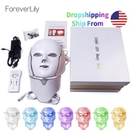 Foreverlily 7 Colors Led Facial Mask Led Korean Photon Therapy Face Mask Machine Light Therapy Acne Mask Neck Beauty Led