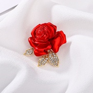 Classic Rose Brooch Pin Unisex Floral Wedding Corsage for Groom Bridal, Elegant Lapel Accessory