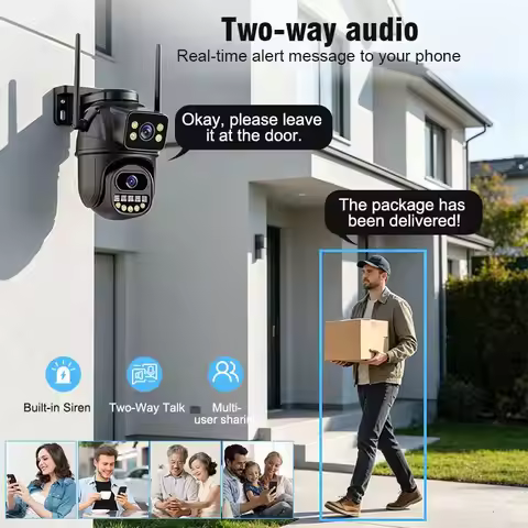 3MP 2.4G WiFi Surveillance Camera, Dual Lens 4X Digital Zoom AI Human Detect ONVIF Outdoor Security 