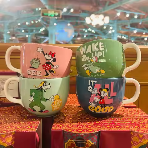 Disney Fashion Luxury Mickey, Minnie, Donald Duck Ceramic Mug Home Creative Cartoon Large Capacity C