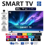 New 2026 Smart TV Android14 OS 32/43 Inch 4K HDR10+ Wifi Built-in Youtube Netflix 60Hz Voice Control