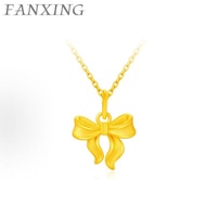 【FX】Gold 999（1g）24K Bowknot pendant Ladies' Bow Style Pure Gold Necklace Gift (with Chain)
