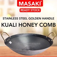 MASAKI 40cm Kuali Honeycomb with Golden Handle Stainless Steel Korean Honeycomb Etching Coating Blac