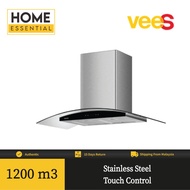 VEES 1200 m3/h DH-05A Cooker Hood Stainless Steel & Tempered Glass Touch Control Chimney Hood