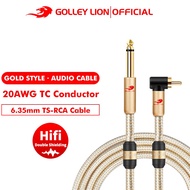 GOLLEY LION RCA to 6.35mm TS Jack 20AWG Hifi Audio Cable For Mobile Speaker Computer -  Gold Style
