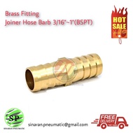 Brass Fitting Hose Connection Joiner Barb 3/16" ~5/8 ", Brass Fitting for Air Compressor and Pneumat