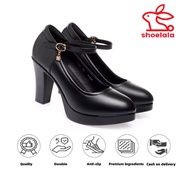 Dance Shoes Female New High -Heeled Waterproof Leather Shoes Word Buckle Single Shoes Female