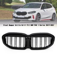 Areyourshop Gloss Black Double Slat Front Hood Grille for BMW F40 1 Series 118i 120i M135i 2019-2023