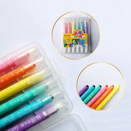 Yamata Washable Crayon Silky 6 Colors Reusable Crayons Silky Crayon Pen Rotating/ Cute Silicone Brus