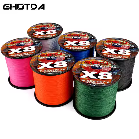GHOTDA Braided Fishing Line 8 Strands 300m Super Power Multifilament PE Extreme Braided Line Fishing