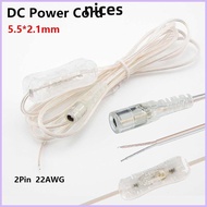 NICES 1Pcs DC Power Cord, 2M 22AWG DC Extension Cable, Durable 5V 12V 2Pin On  Button Power Adapter 