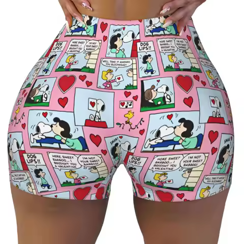 Snoopy Woodstock Lucy Sally Brown Workout Volleyball Biker Shorts for Women Gym Yoga Shorts