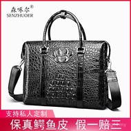 Beg Tangan Kulit Buaya yang diimport Beg Perniagaan Kasual Kulit Tulen Lelaki Beg Selempang Bahu Tun