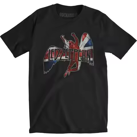 Summer European-American Style Led Zeppelin Punk Rock Band Retro American-style Streetwear Men's and
