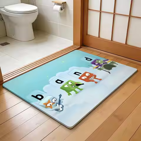 ANIME A-Alphablocks Floor Mat Absorbent Floor Mat Non-Slip Entrance Rug for Bathrooms Restrooms and 