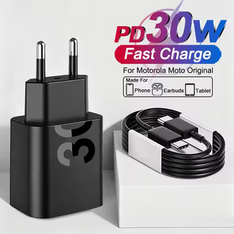 Original PD 30W USB C Fast Charger For Motorola Moto iPhone Samsung Google Type C Charging Cable Plu