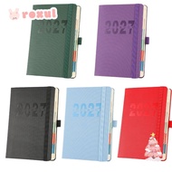 ROXUL 2027 Schedule Book, Flat Spread PU Leather Daily Planner Notebook,  Elastic Band Daily Schedul