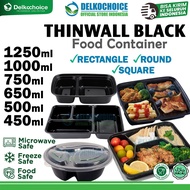 THINWALL Black Food Container Black Rectangle Round Catering Plastic Container Take Away