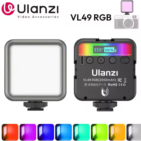Ulanzi VL49 RGB Video Lights Mini LED Camera Light 2000mAh Rechargable LED Panel Lamp Photo Video Li