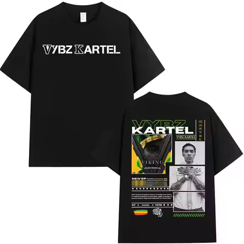 Rapper Vybz Kartel Album 2025 Graphic T Shirts Men's Hip Hop Gothic Short Sleeve T-Shirt Retro Overs