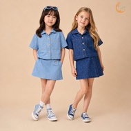 KEMEJA Halomam - Dylan Denim (shirt for babies aged 6 months - 5 years)