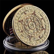 1 Pc Mexico Maya Calendar Art Prophecy Culture 1.57"*0.12" Collectible Gold Coins, Souvenir Coins Wi