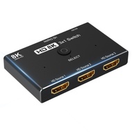 Hdmi2.1 8K Switcher 3x1 HDMI3 In 1 Out Splitter 8K/60Hz Laptop Computer Adapter TV Projector